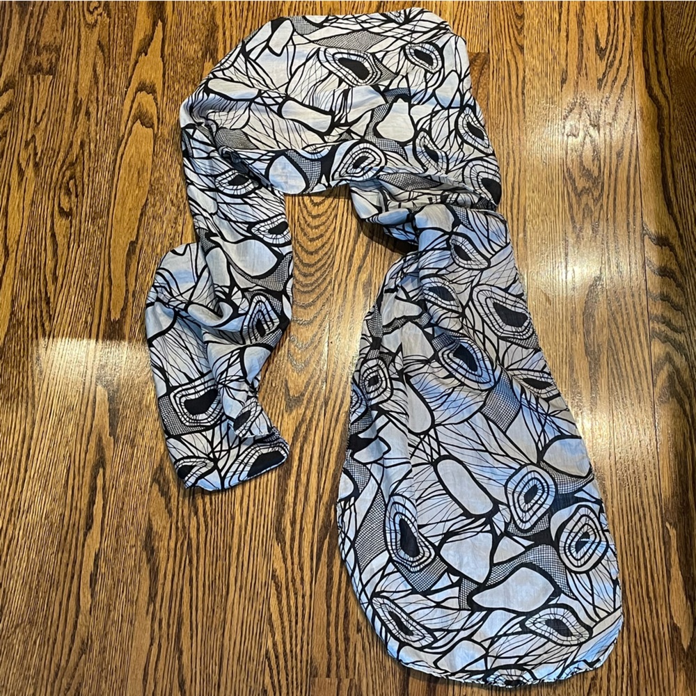 Light weight, white With black patterns, scarf
